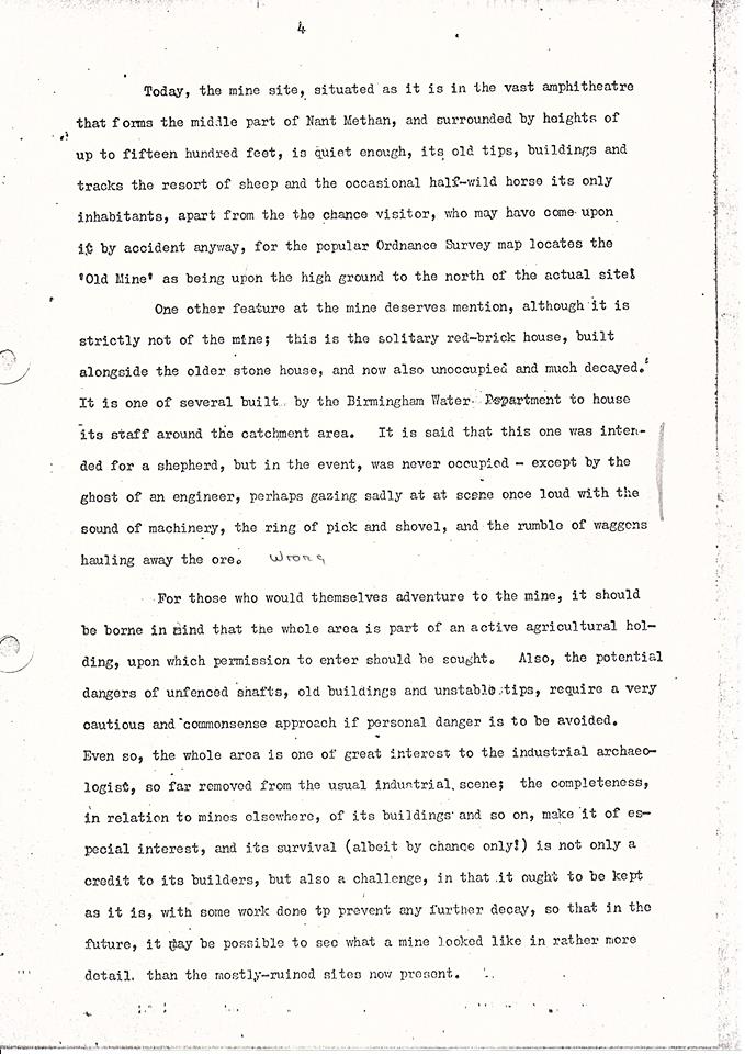 Cwm Elan Mine Report 1976